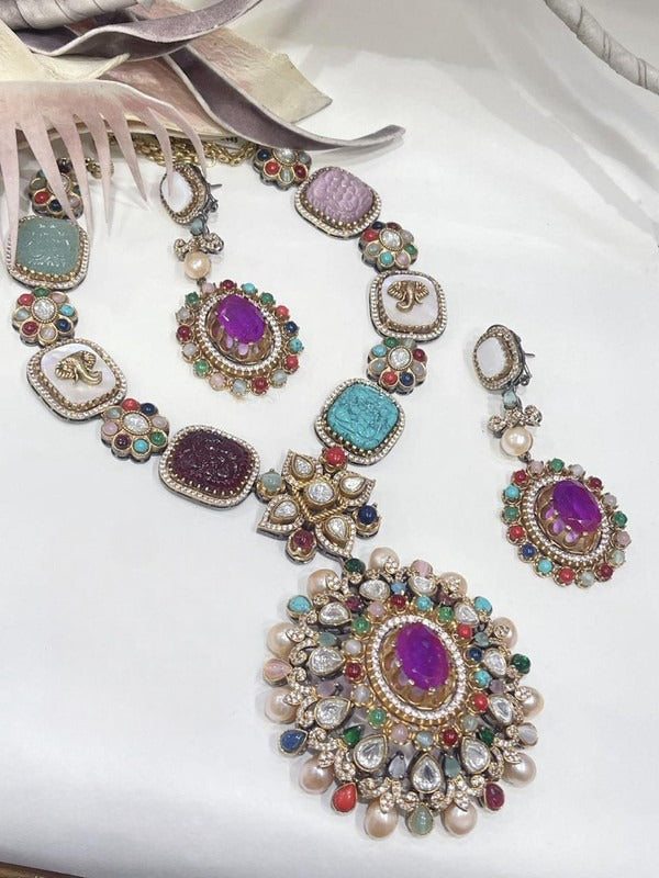 Beautiful Sabyasachi Moissanite Fusion Necklace Set – FashionVibes