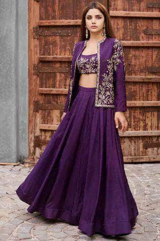 Beautiful Purple Indo-western Georgette Gown – FashionVibes