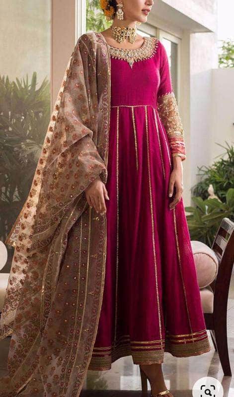 Designer Raw Silk Anarkali Suit  FashionVibes