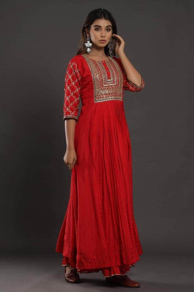 Anarkali - New Designer Raw Silk Anarkali Suit – FashionVibes