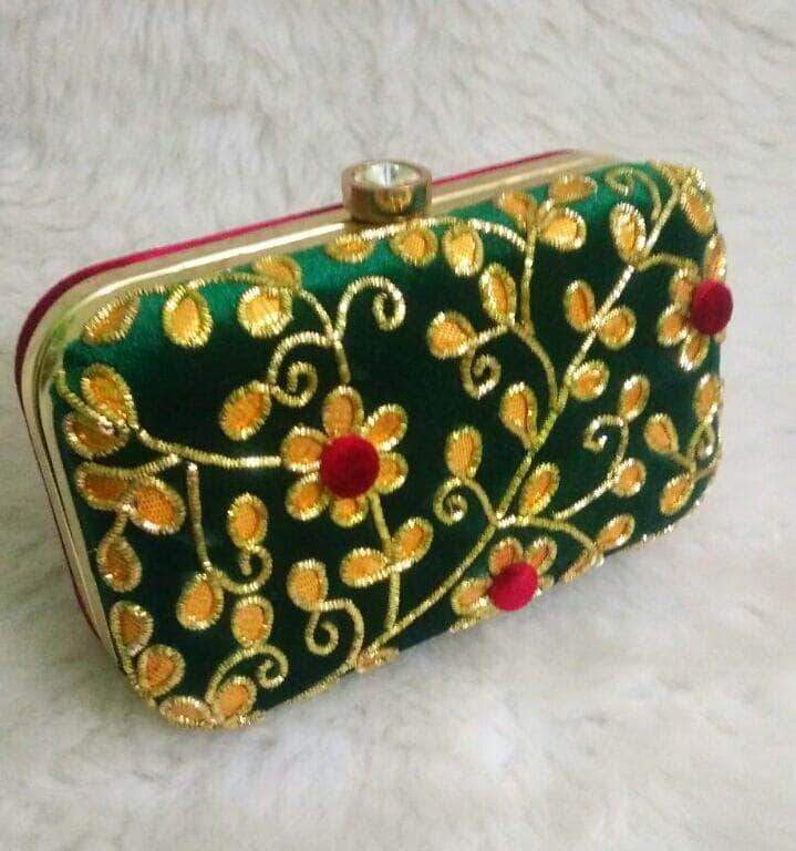 Buy Golden Clutch Purse Embroidered Bags For Bridal, Casual, Party, Wedding  for women and girls Online In India At Discounted Prices